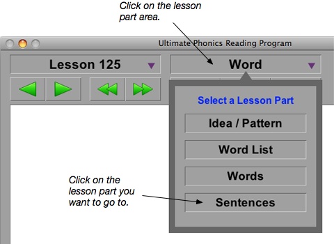 Ultimate Phonics go to a lesson part