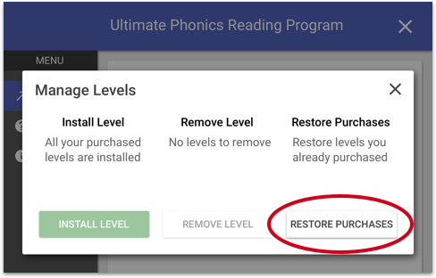 Ultimate Phonics Restore Purchases
